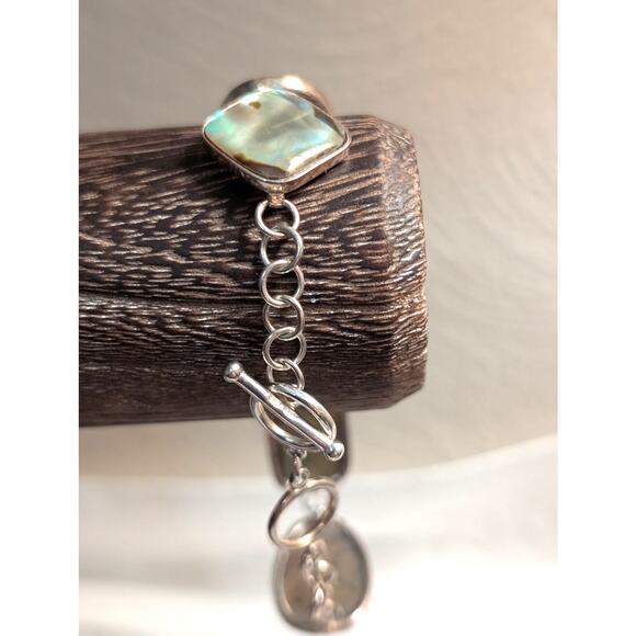 Sterling Silver Abalone Shell Toggle Bracelet - Picture 6 of 14